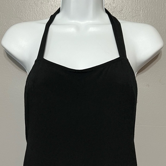 Madewell Crop Straight Wide-Leg Halter Jumpsuit Solid Black Soft Drapery Pocket - Picture 5 of 8